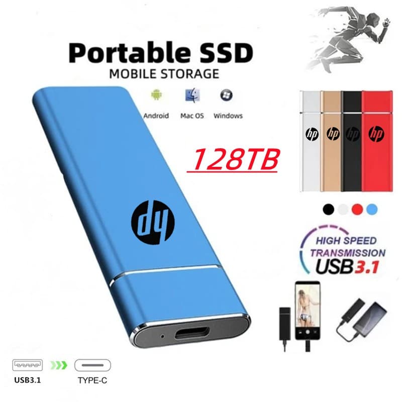 128TB Portátil SSD 64TB 32TB 16TB 8TB Unidade De Estado Sólido Móvel Externo De Alta Velocidade USB 3.1 Para Notebook Ma