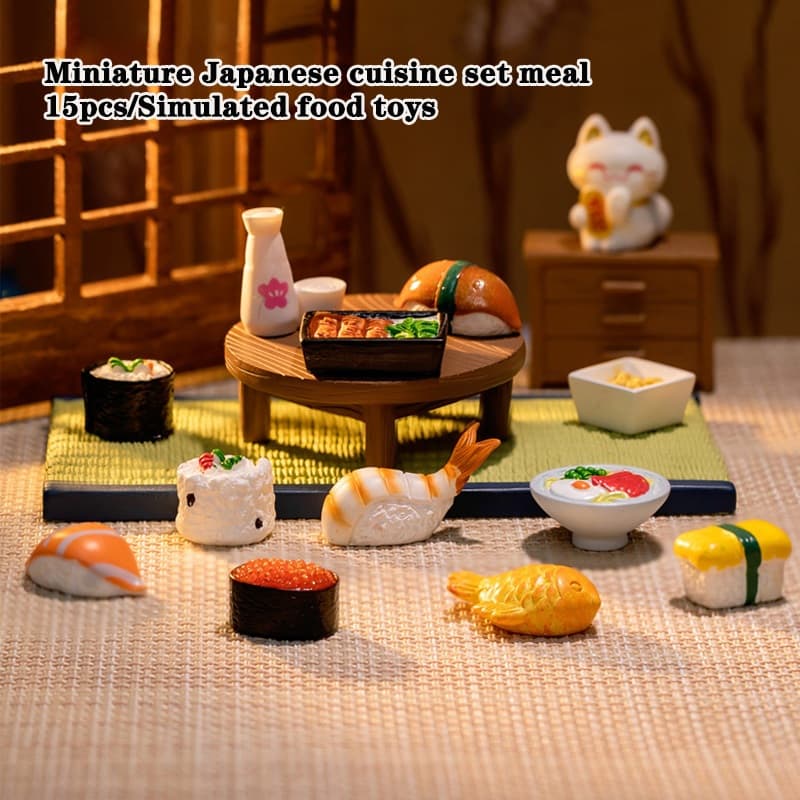 15 Pçs Brinquedos De Comida Em Miniatura Simulação Cozinha Japonesa Conjunto Mini Sushi Ramen Modelo Crianças Jogar Casa