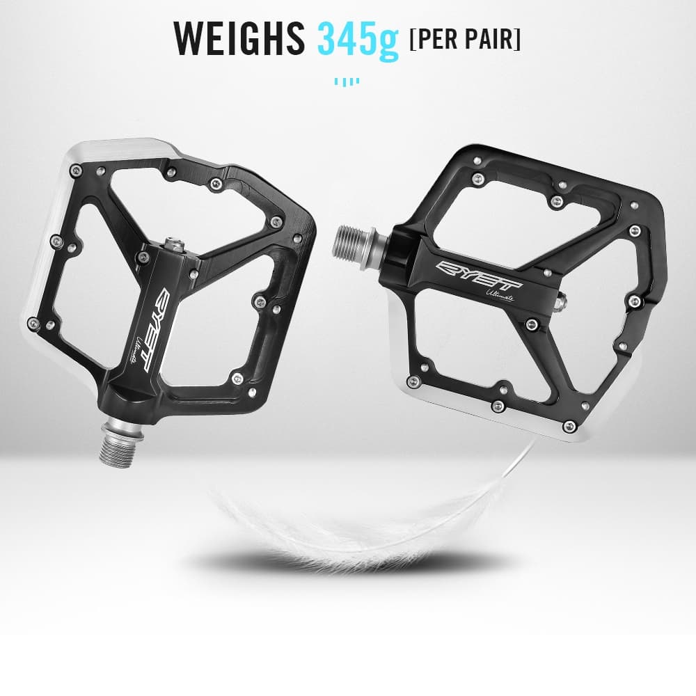 RYET 345g MTB Pedais Planos Forjados 6061-T6 Pinos De Tração De Plataforma De Alumínio Selados Rolamentos DU SCM 435 Eix