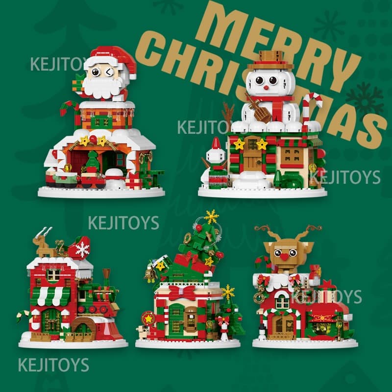 Diamante pequenas partículas montadas brinquedos educativos natal rua vista iluminação modelo ornamentos presentes de na