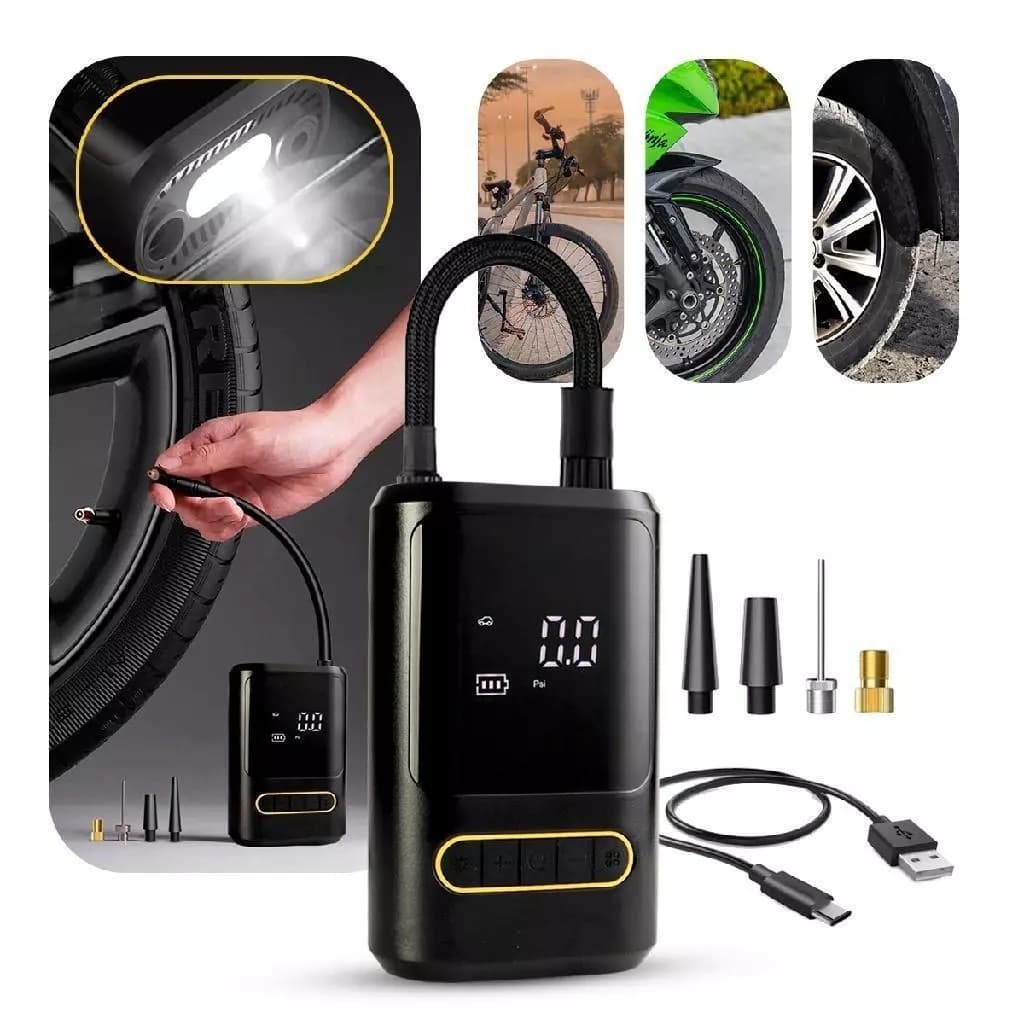 Mini Compressor De Ar Portátil Recarregável Digital USB Inflador De Pneus Envio Imediato