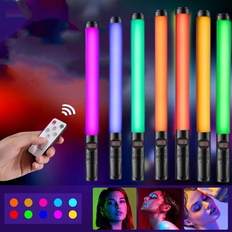 Led Vara Fotografia Portátil Iluminação Profissional Rgb Luz Usb Recarregável