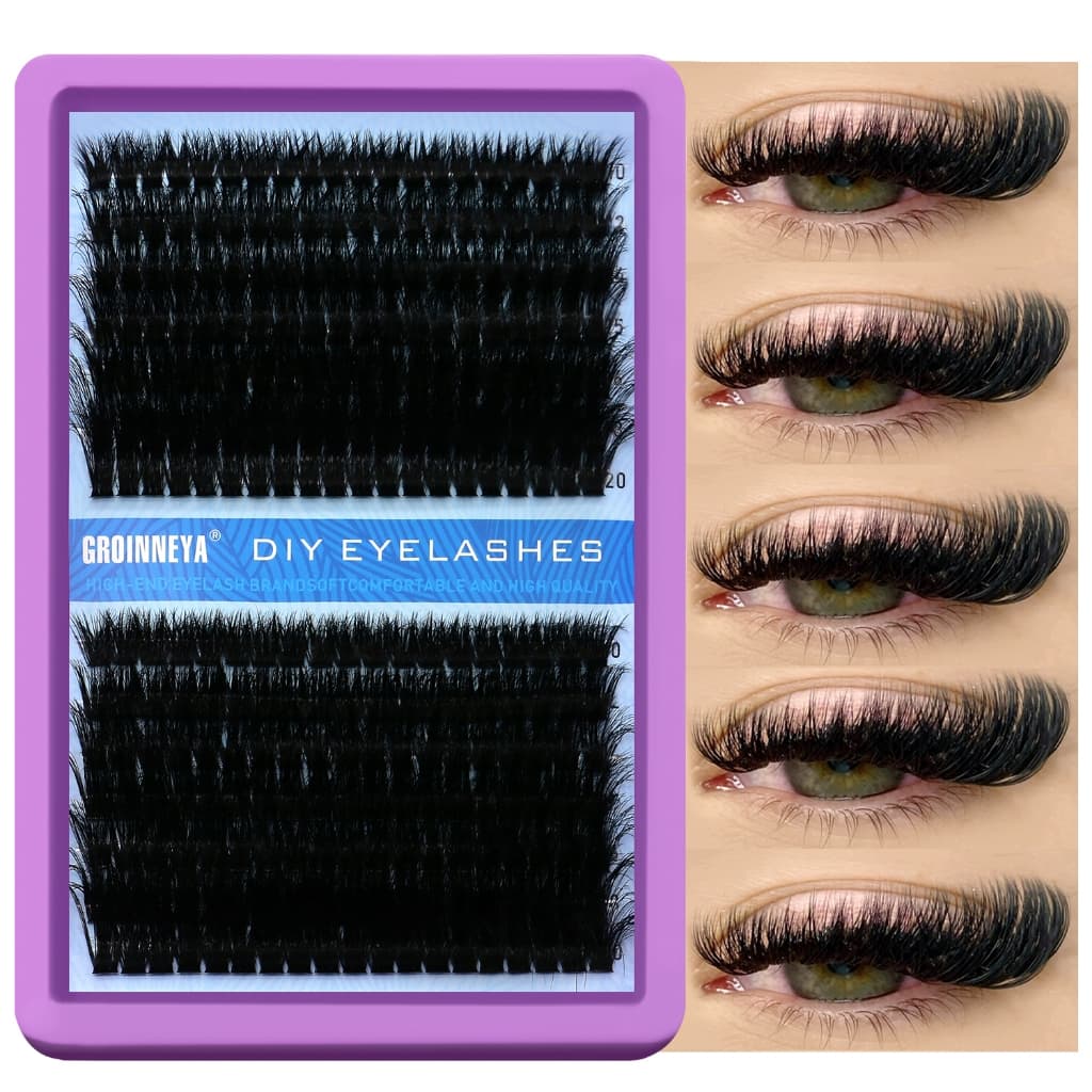 GROINNEYA 280 Pcs Cílios Cluster Fofos Extensões De Grossos 10-18mm Lash Extensions
