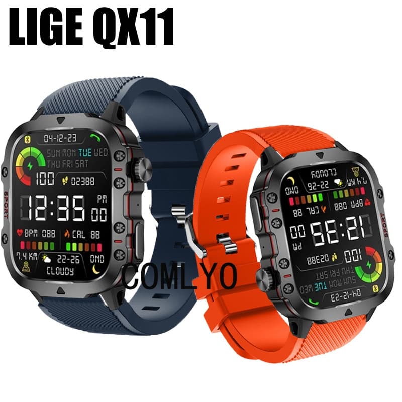 Para LIGE QX11 QX12 Pulseira De Smartwatch Relógio Inteligente Feminino Masculino Silicone Esportiva