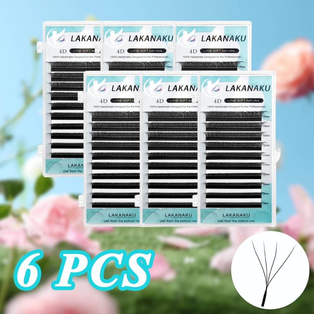 LAKANAKU 4D W Extensões De Cílios Ventiladores De Volume 6 Bandejas Cilios Shape Lashes Natural Soft Make-up Fans