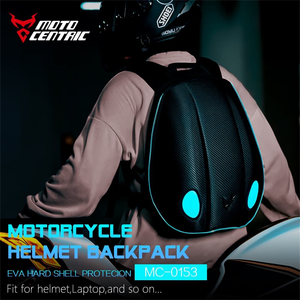 Mochila Masculina Com Luz LED Para Motocicleta , Bolsa Capacete De Cavaleiro , EVA , Casca Dura , À Prova D'água , Grand