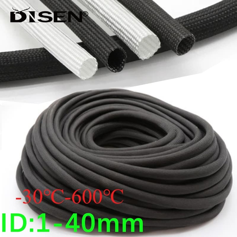 600 Grausc Tubo De Fibra De Vidro Químico De Alta Temperatura Manga Trançada ID 1mm-40mm