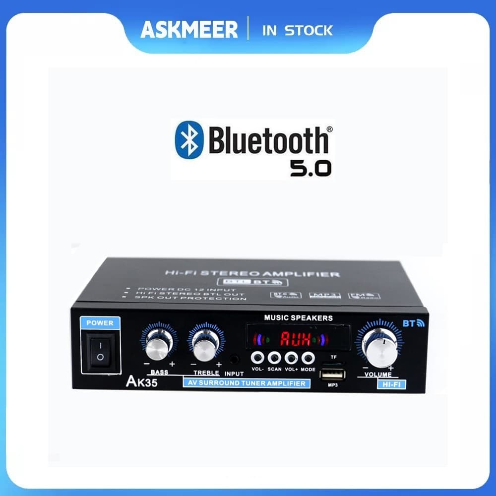 AK35 380 800W Digital Amplifier 110-240V Bass Audio Power Bluetooth Amplifier FM Music Subwoofer