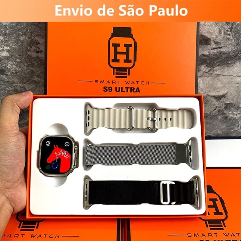 2025 Novo Estilo Moda S9 ULtra 2.01 Polegadas Relógio Inteligente Três Correias Esportivas iOS Android