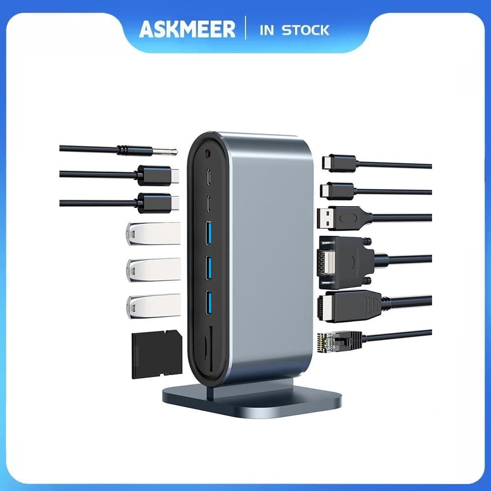12-Em-1 USB C Hub Leitor De Cartão TF 3.0 4K HDMI Docking Station Adaptador Ethernet Para notebooks Mac