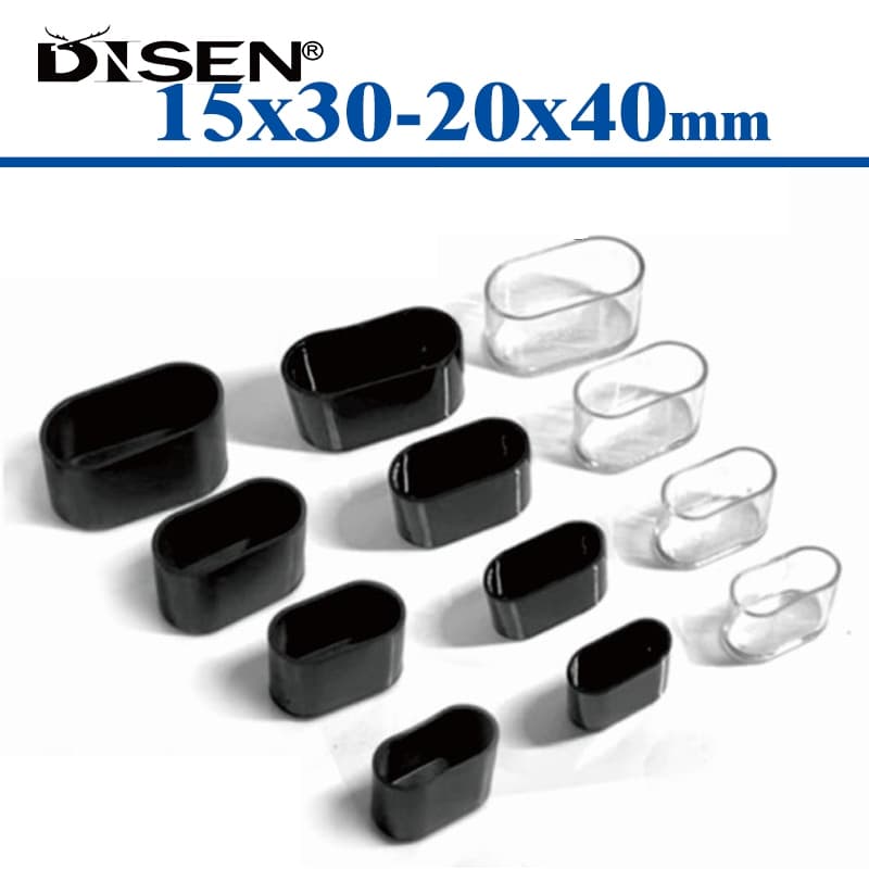 4 Pçs Preto/Transparente Borracha Cadeira Perna Tampa Oval Cobre Móveis Mesa Pés Protetores De Chão 15x30mm-25x50mm