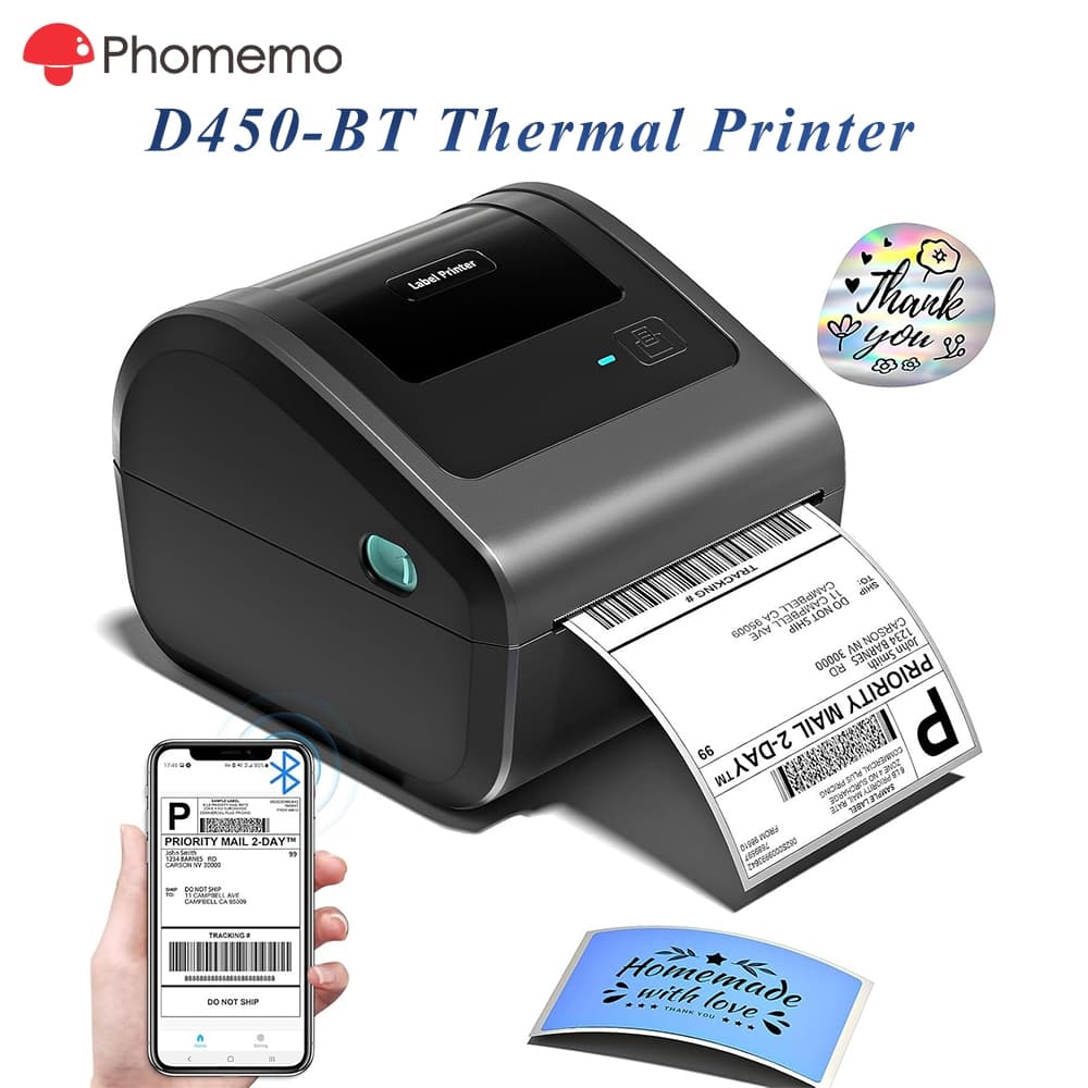 Impressora Térmica Bluetooth Phoemo D450BT Para Conhecimento De Embarque , Etiqueta Adesiva