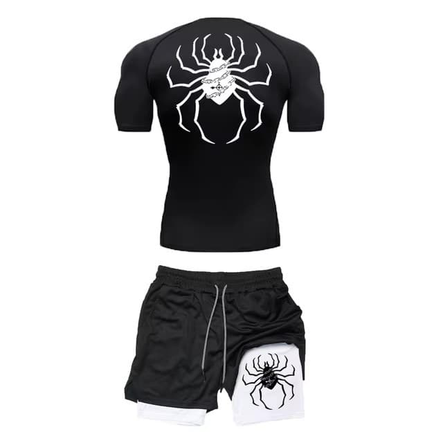 Anime Hunter X Hunter conjunto de camisa de compressão de compressão terno de desempenho treinamento esportivo masculino