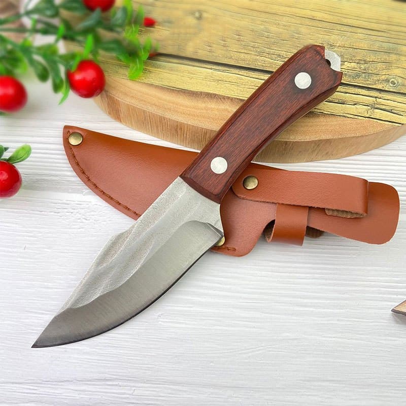 Mini Faca churrasco Artesanal Personalizada Afiada aço inox cirúrgico Cozinha com bainha em couro legítimo