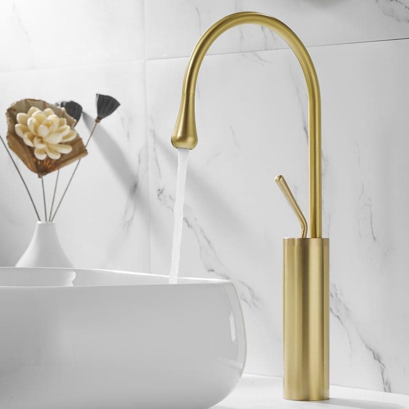 Torneira Gourmet Misturador Monocomando Quente Fosco Dourado Design Gota De Água
