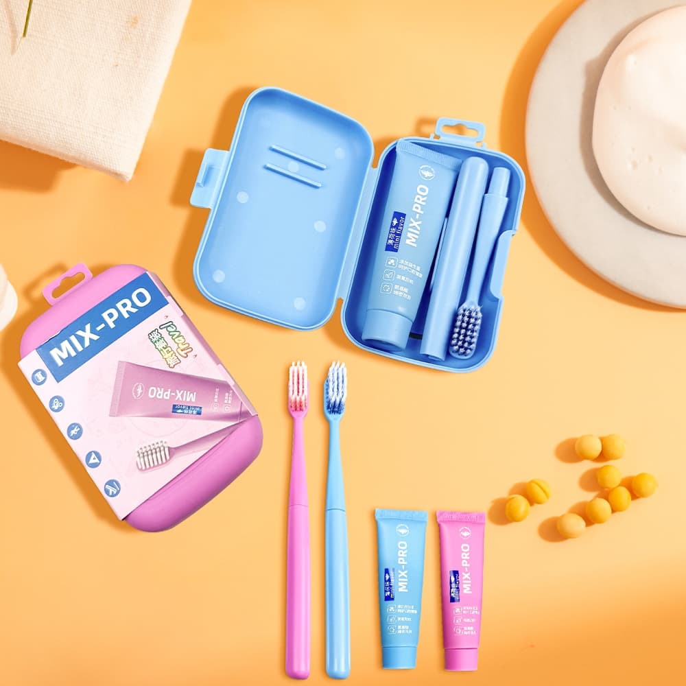 Caixa De Escova De Dentes Portátil Destacável Dobrável Espiral Cerdas Macias Hortelã Limpeza Oral Conj