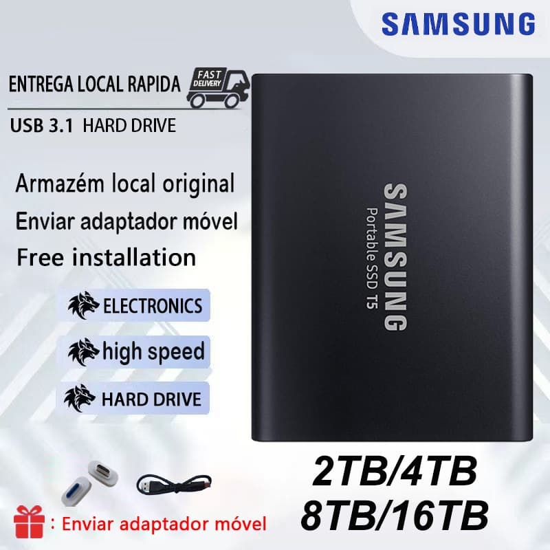Original SAMSUNG T5 Hd Externo Disco Rígido SSD 2TB-128TB Portátil