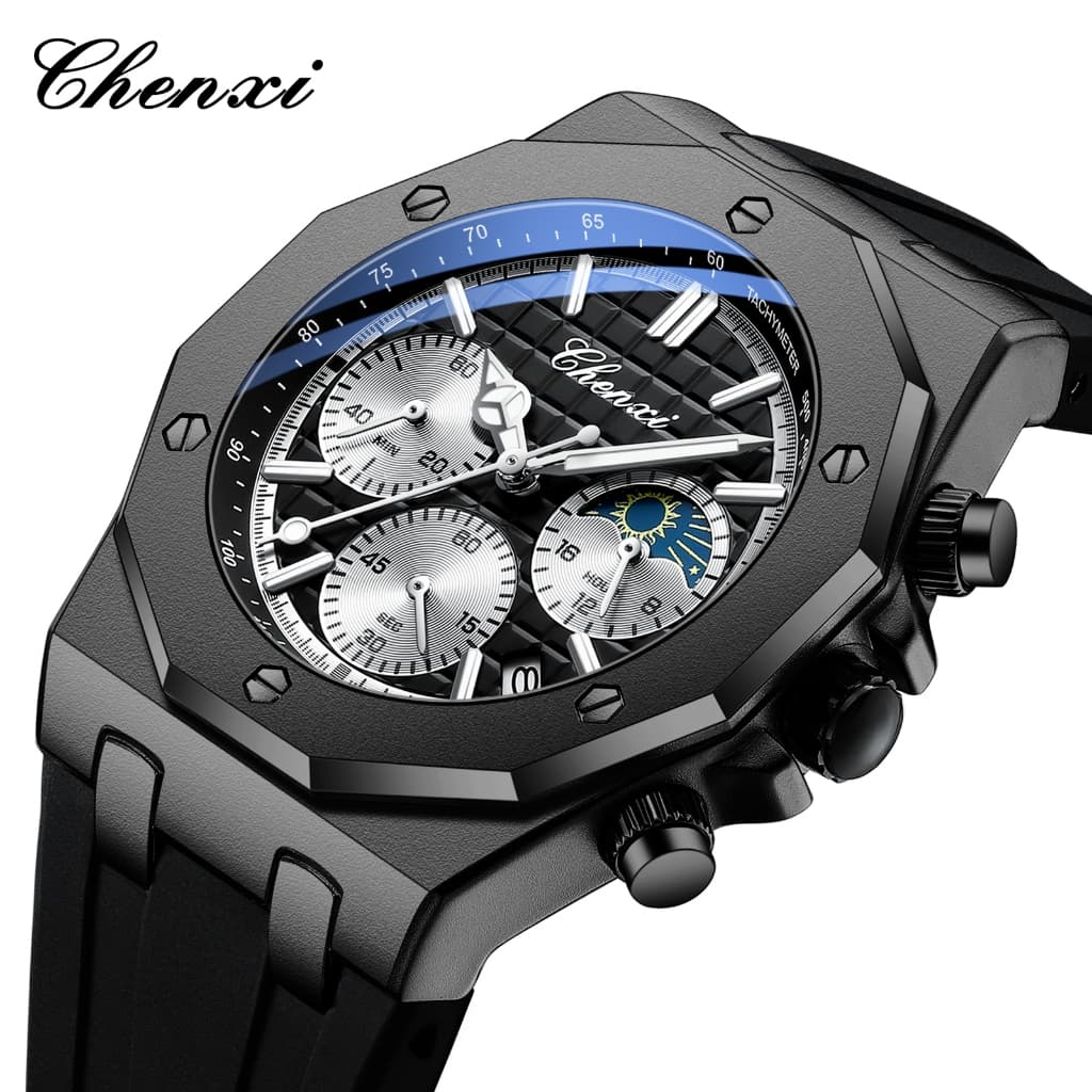 CHENXI Relógios Para Homens Quartzo À Prova Dwaterproof Água Esportes Relógio Masculino Pulseira De Silicone Cronógrafo