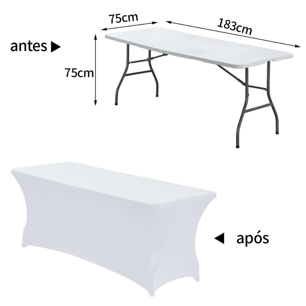 Capa de mesa de elastano para mesa dobrável retangular de banquete de casamento