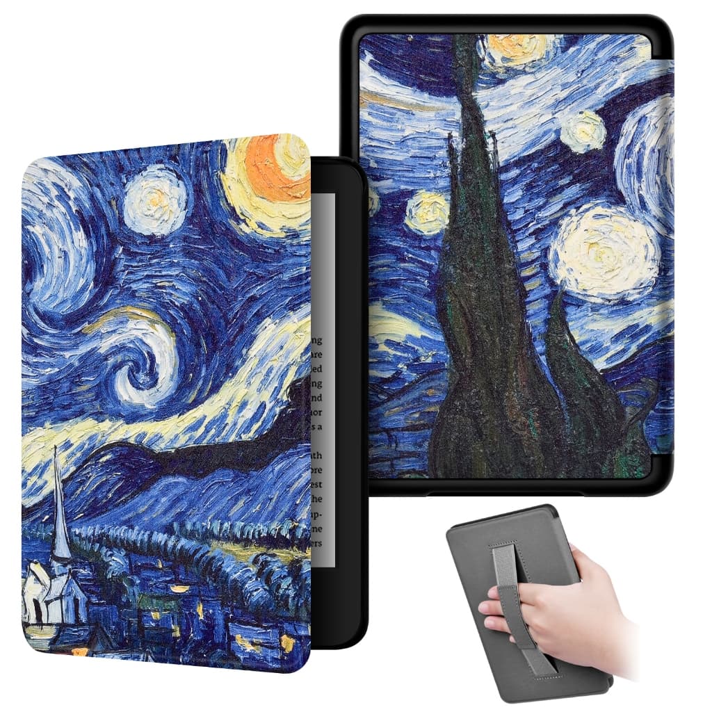 Pintado Slimshell Caso Inteligente Com Alça De Mão Para Kindle 10th J9G29R 2019 Lançado Premium Capa De Couro Magnética