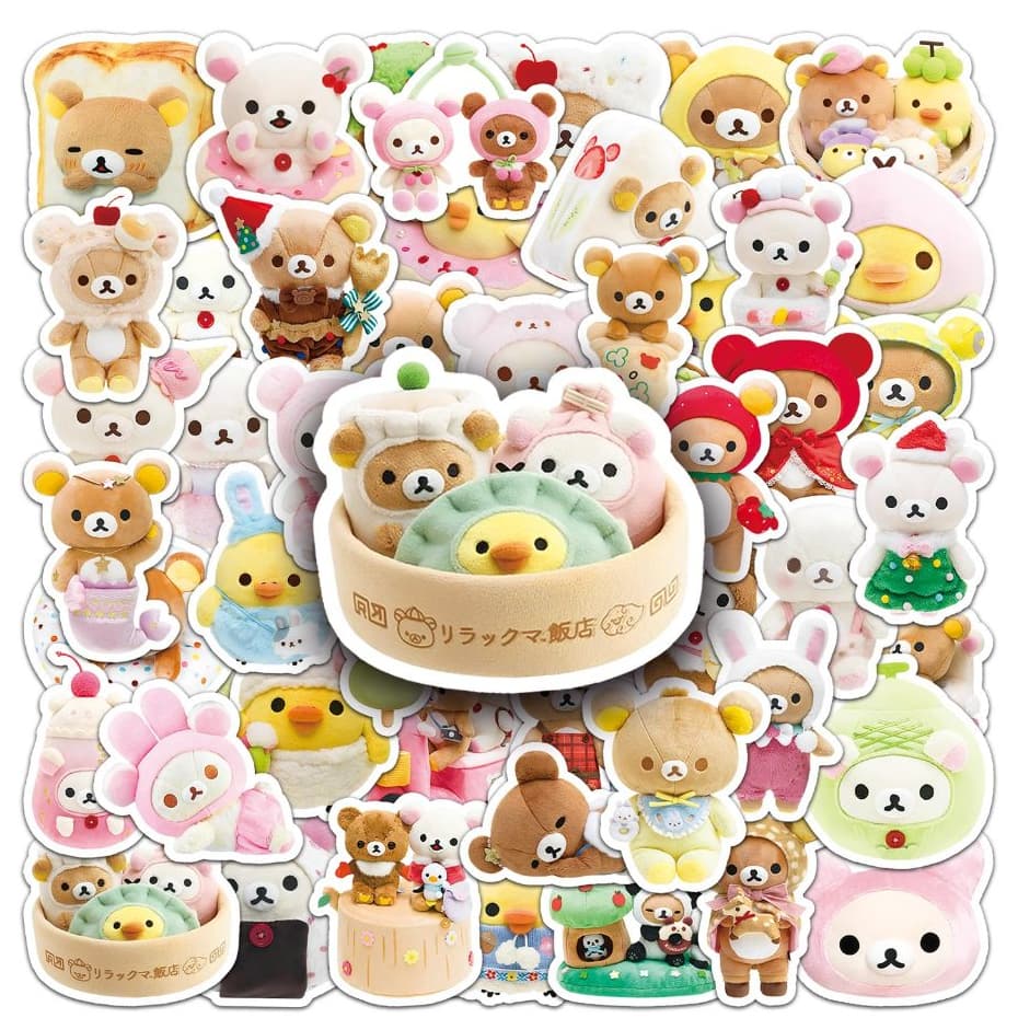 Ins Estilo 54 Peças Adesivos Fofos De Urso Rilakkuma Para Capa De Telefone DIY Laptop Capacete De Carro Graffiti Decoraç