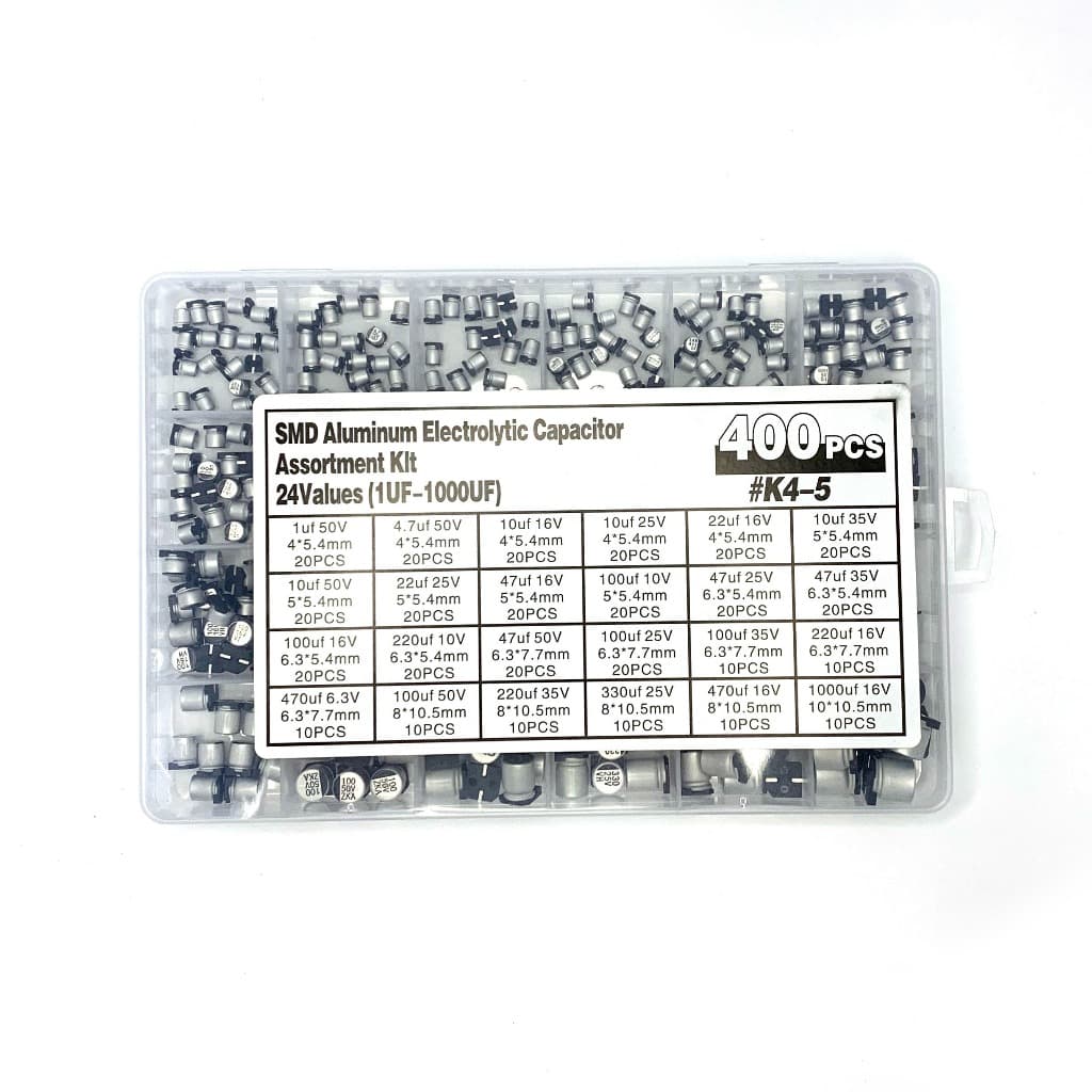 400pcs 1uF-1000uF 24 Valores Capacitor Eletrolítico Kit Sortido Caixa SMD Conjunto De Alumínio