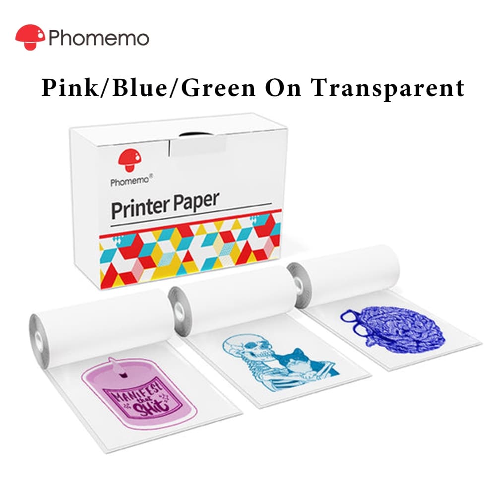 Adesivo Transparente Phoemo T02 , Texto Vermelho/Azul/Verde Em Etiqueta (3 Rolos)