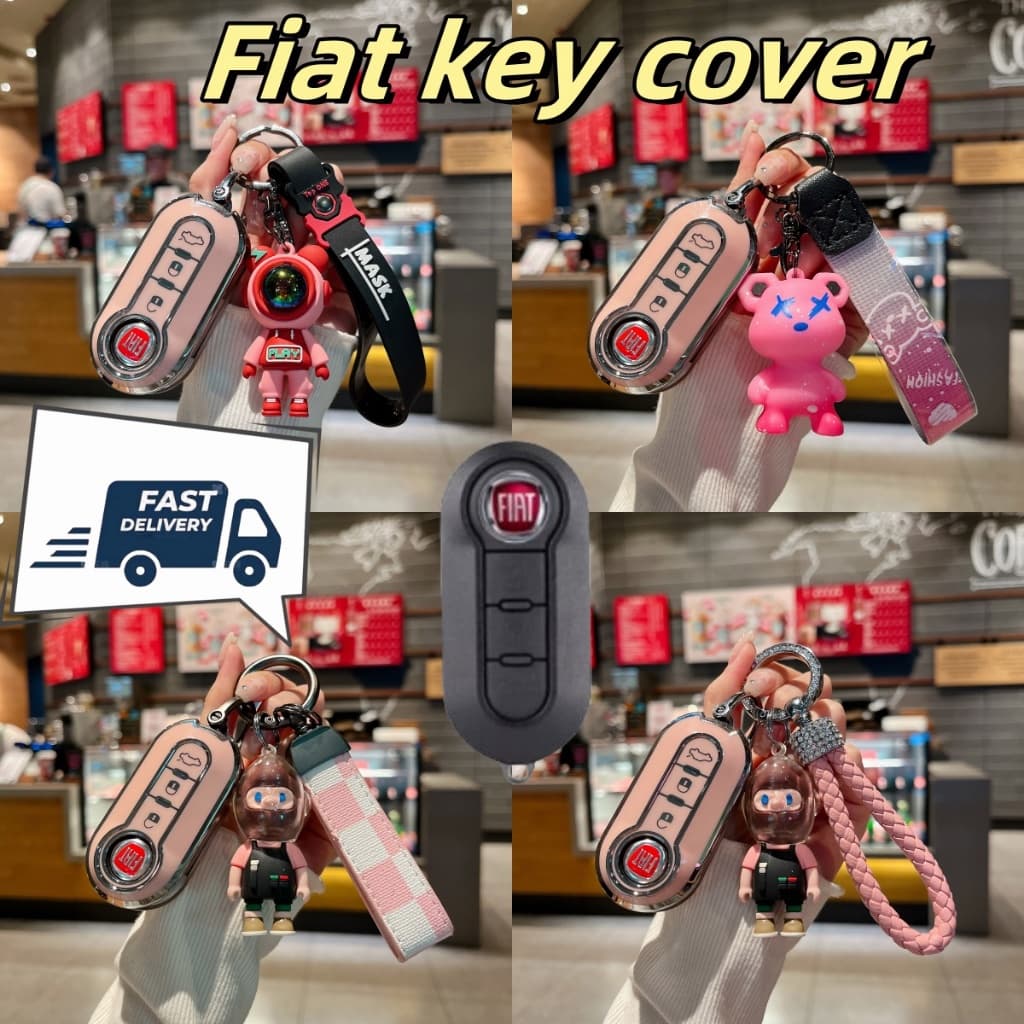 Novo Capa Para Chave Remota Carro TPU Fob Fiat 500 Ducato Panda 500L Punto Lancia Musa Suporte Protetor Acessórios
