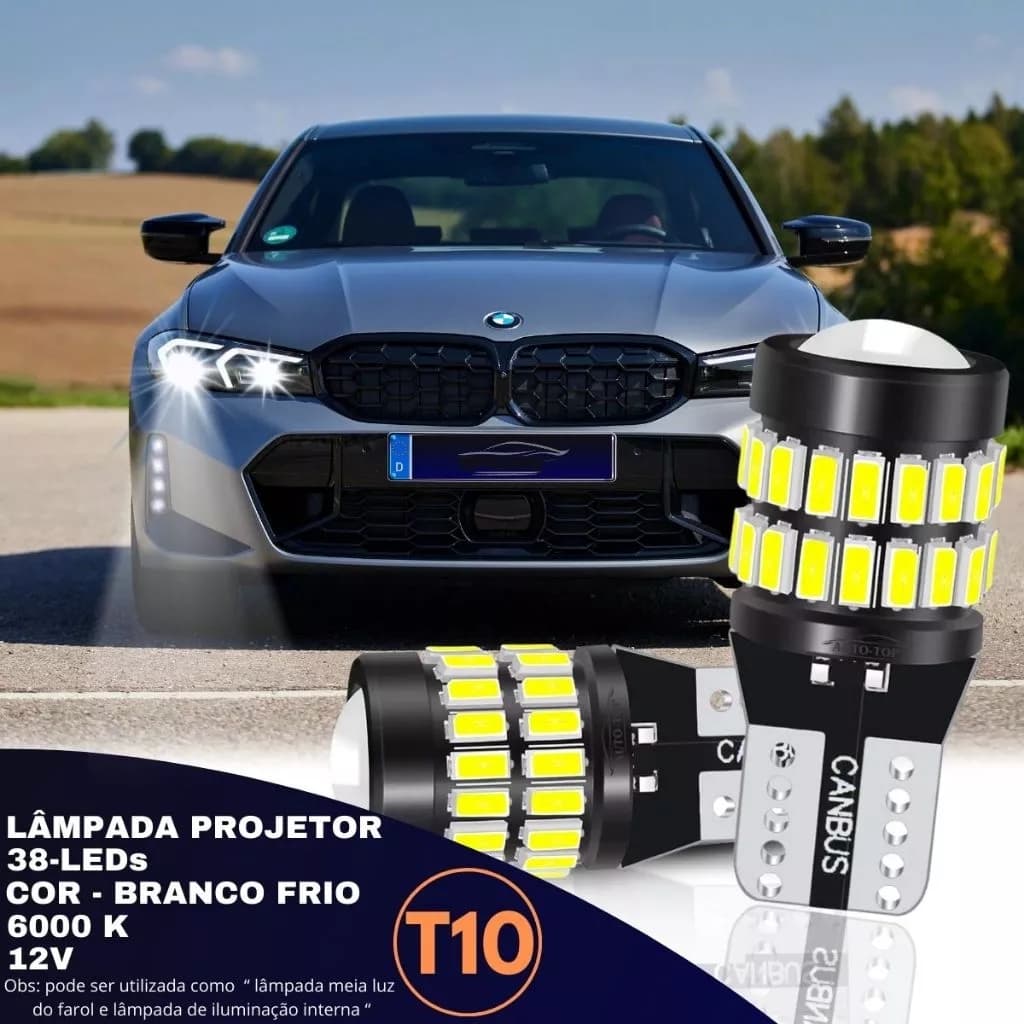 Par De Lâmpadas De Projetor Led T10 37msd Trituradas Pingo Canbus 6.000k Extra Forte-wt