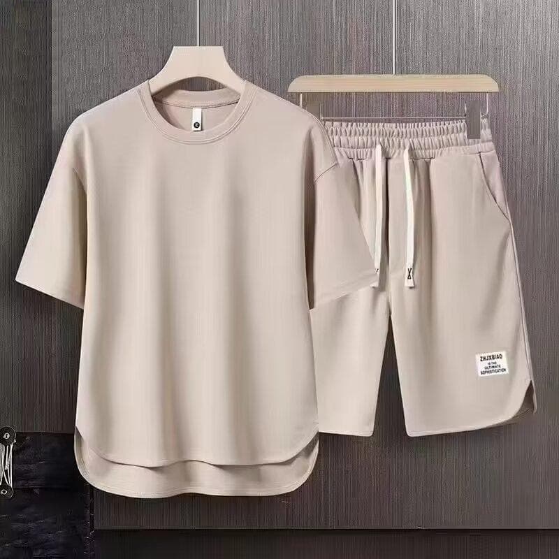 Moda Coreana Masculina Conjunto De Duas Peças Verão Manga Curta Camiseta E Shorts Soltos Define Roupas De Grife Masculin