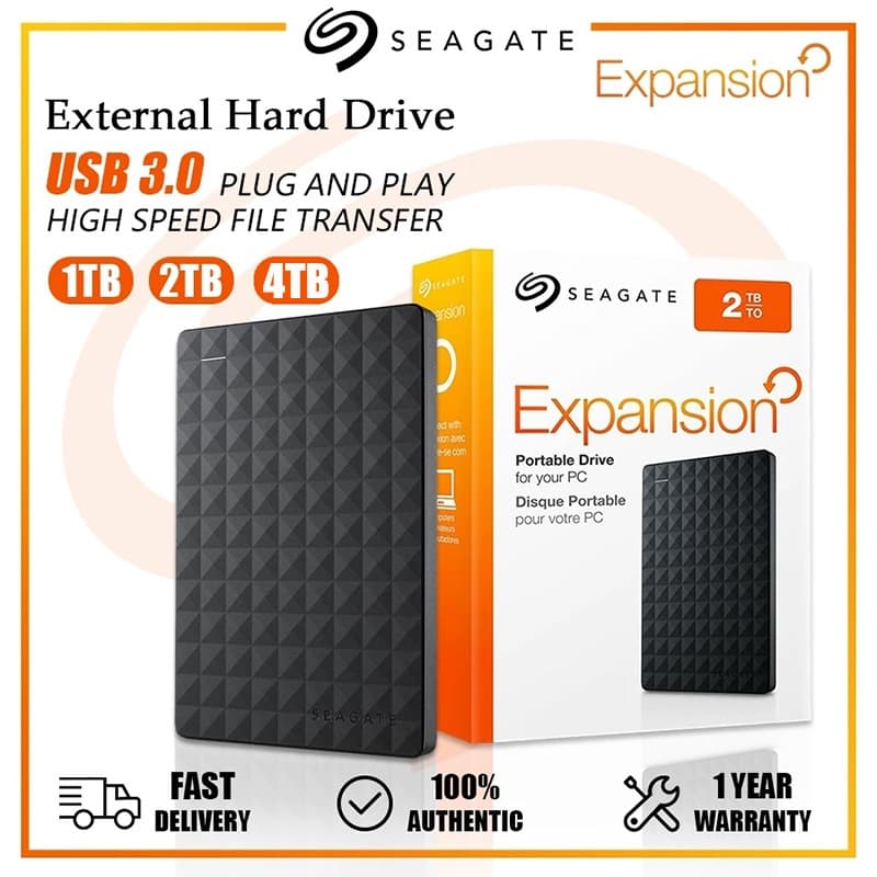 Seagate HD Externo Expansão 1TB/2TB/4TB USB3.0 Disco Rígido Portátil Armazenamento Grande Capacidade External Hard Drive