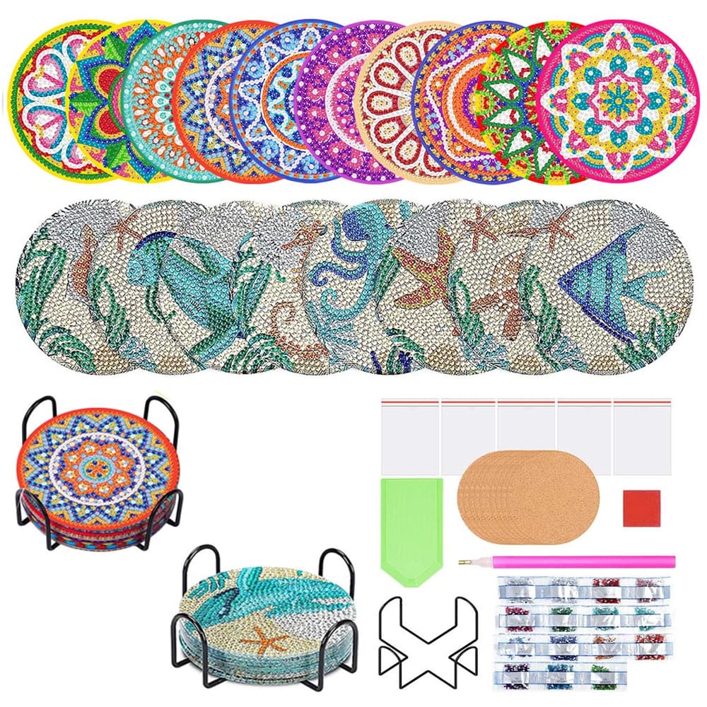 Conjunto de pintura com diamantes de 18 peças com suporte para copos