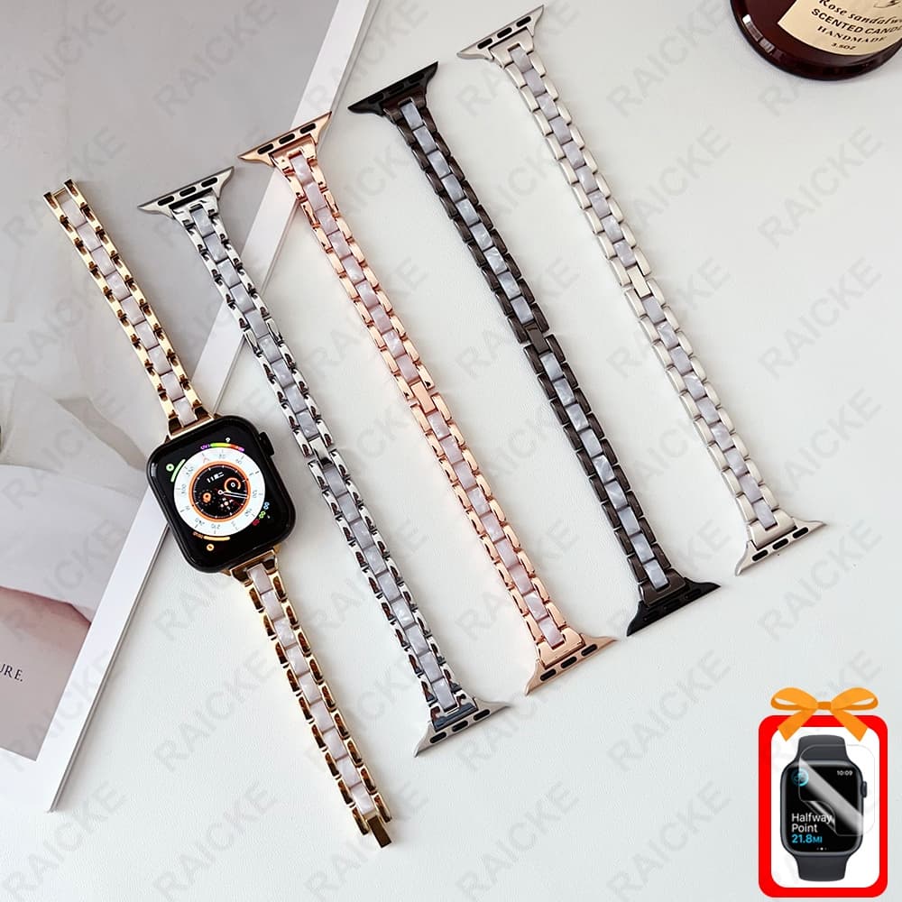 Pulseira De Metal De Luxo Elegante Para iWatch Série 11/10/9/8/7/6/5/4/3/SE/Ultra 2 46mm 45mm 41mm 49mm 44mm 40mm 42 38