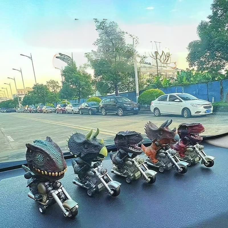 Decorações de carro Tiranossauro Rex Rider Motocicleta Ornamentos exclusivos Drifting Pequenos dinossauros Rotação inerc