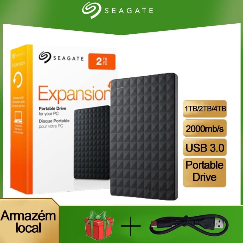 Seagate Hd Externo 1TB/2TB/4TB Expansão USB 3.0 Disco Rígido Velocidade De Transmissão Rápida SSD