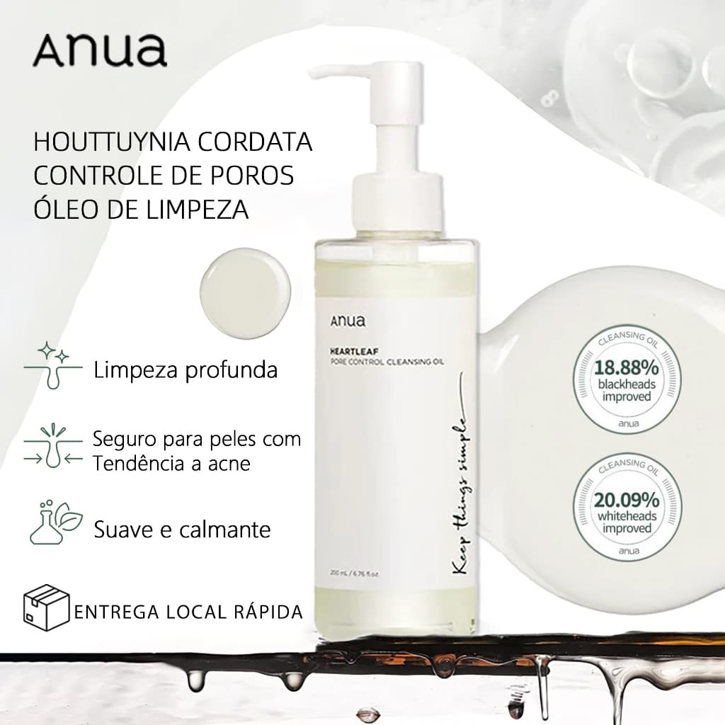 ANUA Heartleaf Pore Control Óleo De Limpeza Limpador De Poros Removedor De Maquiagem 200ml Remoção Cravos Profunda