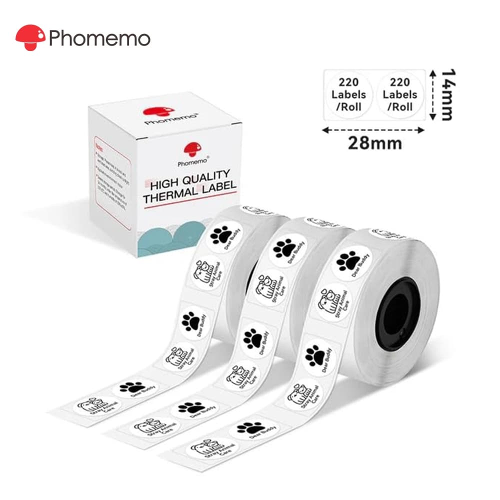 Etiqueta Redonda Phoemo 14 Mm Para Impressora D30/Q30/Q31 (3 Rolos)