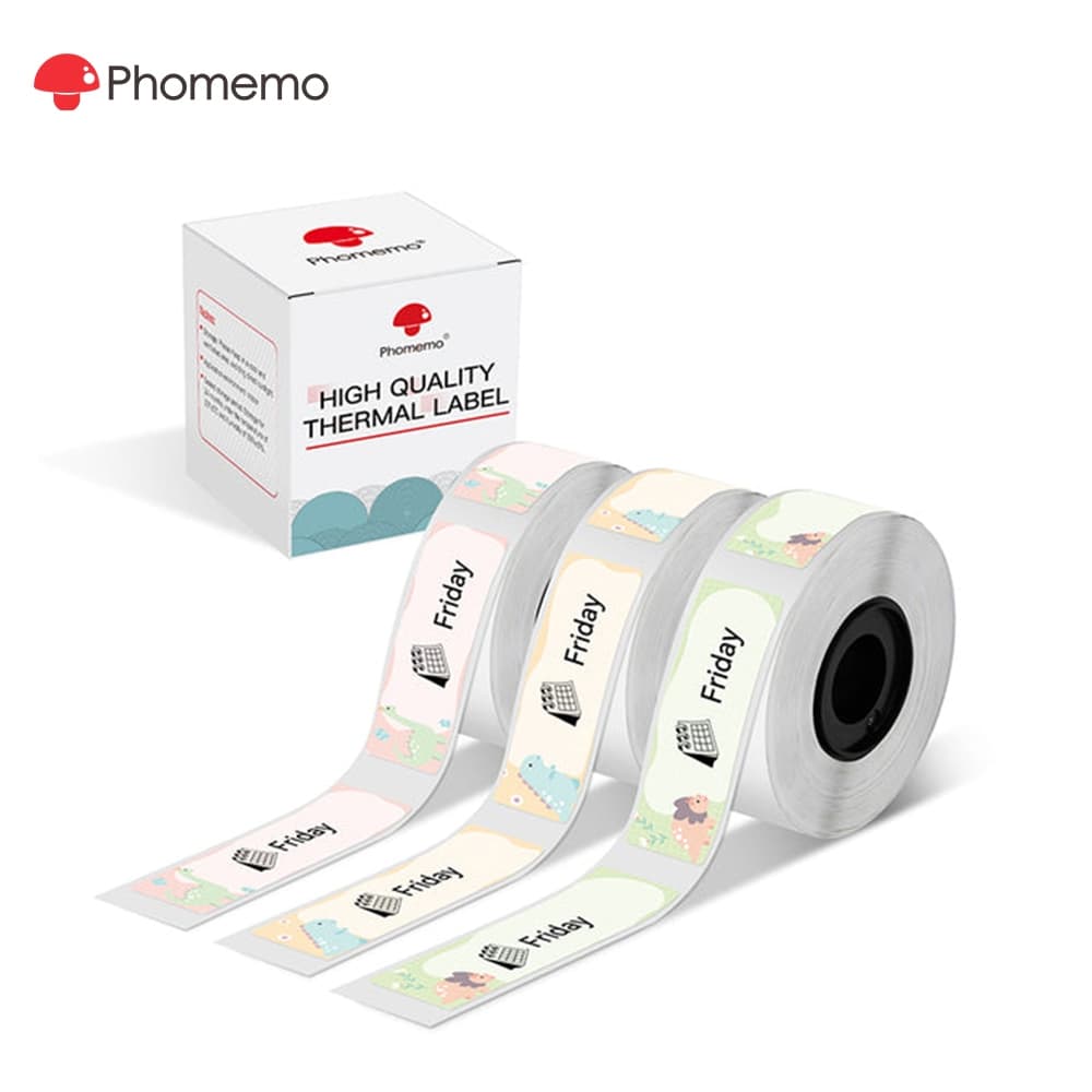 Adesivos De Etiqueta Com Padrão De Dinossauro Phoemo 14x50mm Para Impressora D30/Q30/Q31 (3 Rolos)