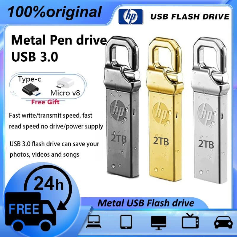 HP USB3.0 Pen Drive  2TB De Alta Velocidade à Prova D'água De Metal USB Flash Drive