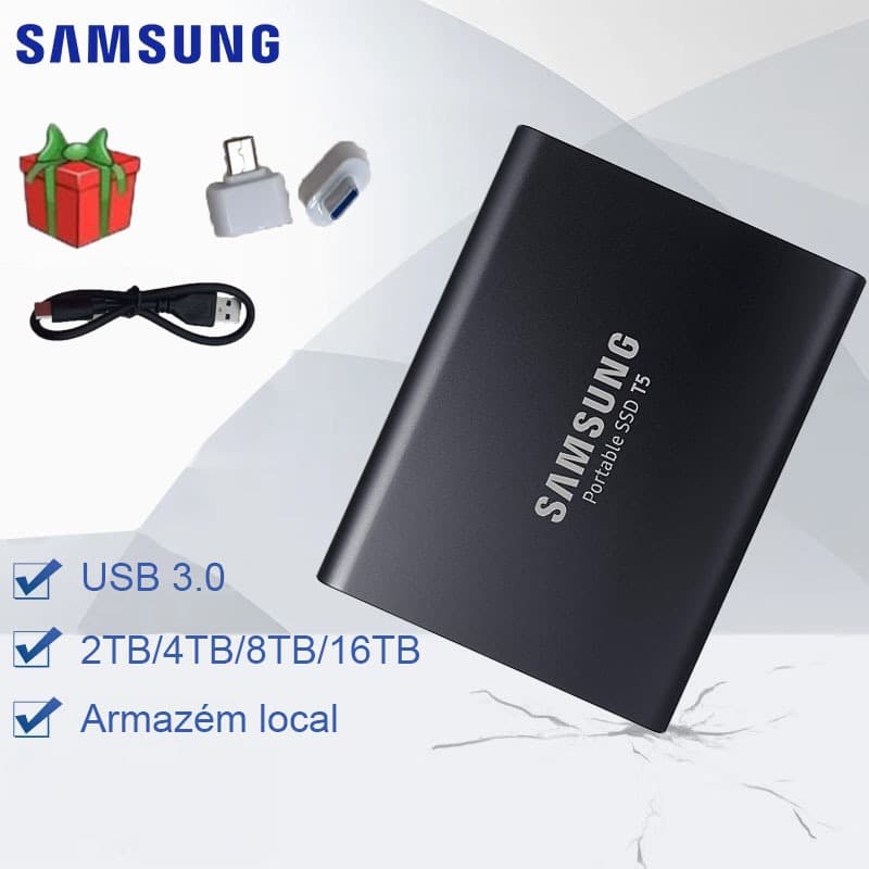 Disco Rígido Externo SSD T5 Samsung 2TB/4TB/8TB/16TB HD De Estado Sólido Portátil USB 3.0 Desktop