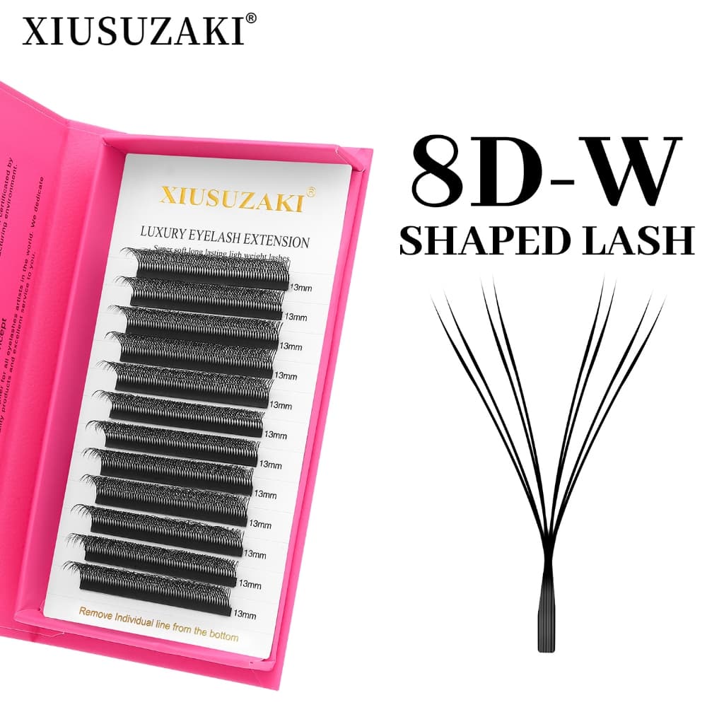 XIUSUZAKI Cílios 8D W Pontas Duplas Floração Automática Premade Volume Brasileiro Vison Naturais Para Extensão De Cílios