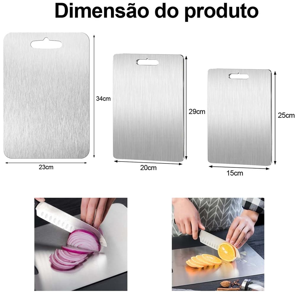 3 pacotes de tábuas de corte de aço inoxidável para cortar carne, frutas e vegetais Tábuas de corte de titânio