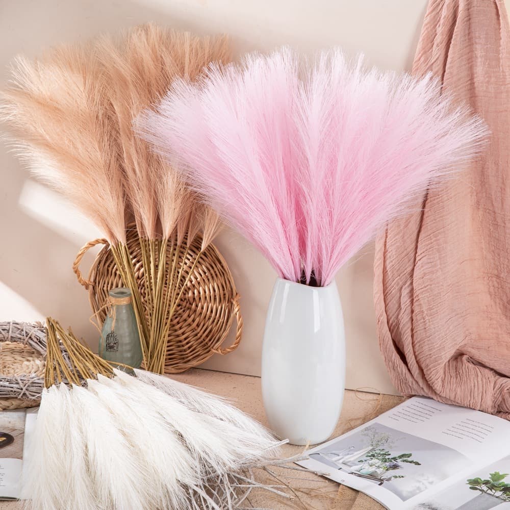 Buquê De Grama Artificial De Pampas , 5 Peças/10 , Natural , Falso , Planta , Palheta , 55cm De Altura , Fofa Para Sala