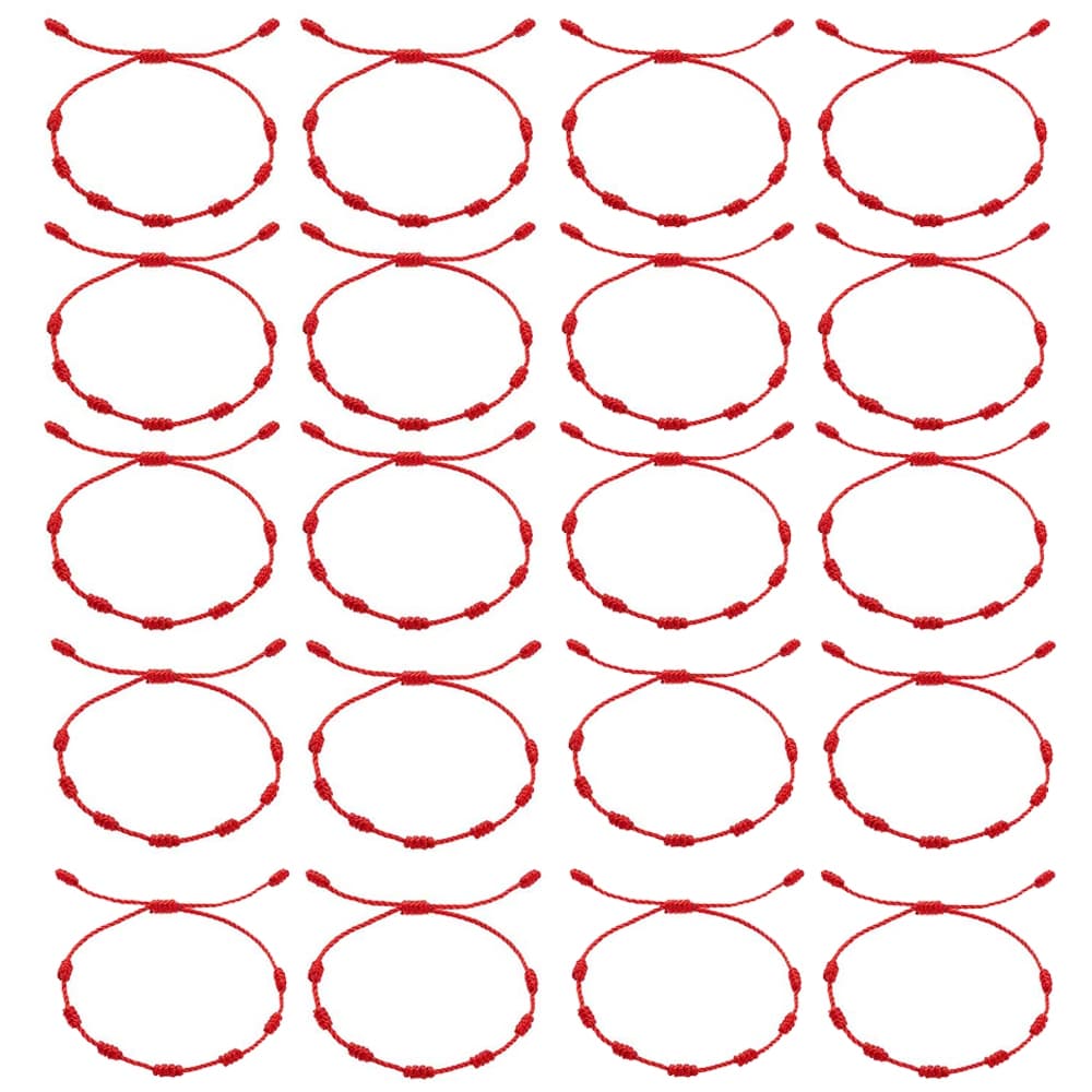Kit 20 Pulseira Vermelha De Sete 7 Nós Kabbalah Afastar O Mal