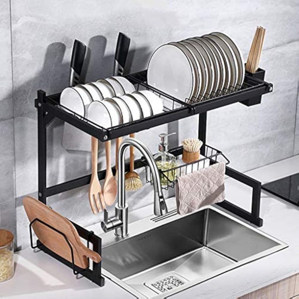 haosin Escorredor Kitchen Rack Aço Inoxidável Organizador Louça Preto Pia 65cm Kitchen Rack Aço Ino