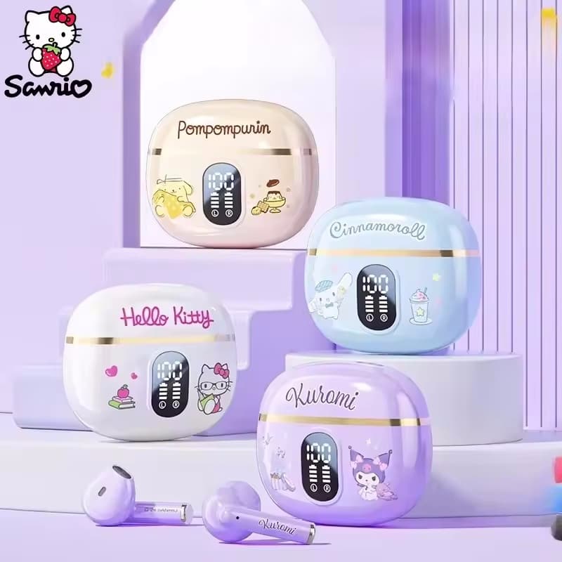 Sanrio TWS Fones De Ouvido BL48 Kuromi Bluetooth Cinnamoroll Sem Fio Olá Kitty Esporte Redução Ruído Jogo Fone