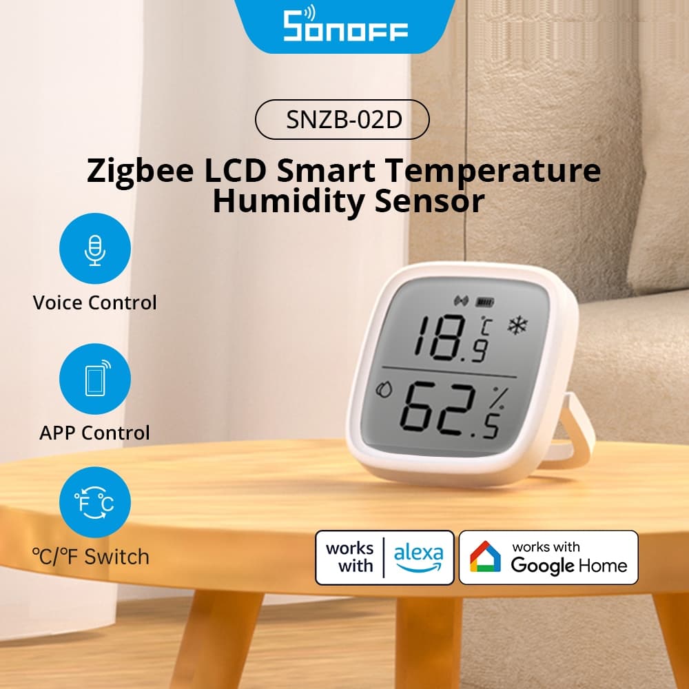 SONOFF SNZB-02D Zigbee LCD Sensor Inteligente De Umidade De Temperatura Registra O Status De Verificação Do Monitor APP Funciona Com A Ponte
