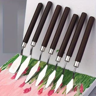 7Pcs Conjunto Faca Para Pintura A Óleo De Arte Em Aço Inoxidável Ferramentas De Desenho De  Espátula Artista Bolos