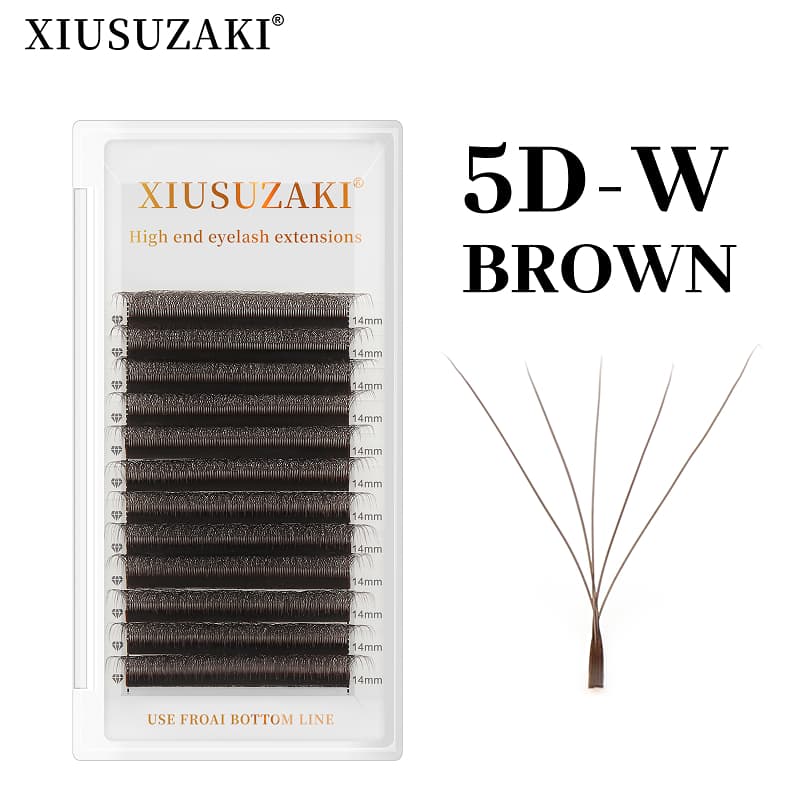 XIUSUZAKI Marrom 5D W Extensões De Cílios Em Forma De Floração Automática Colorido Pré-Fabricado Volume Fãs Postiços