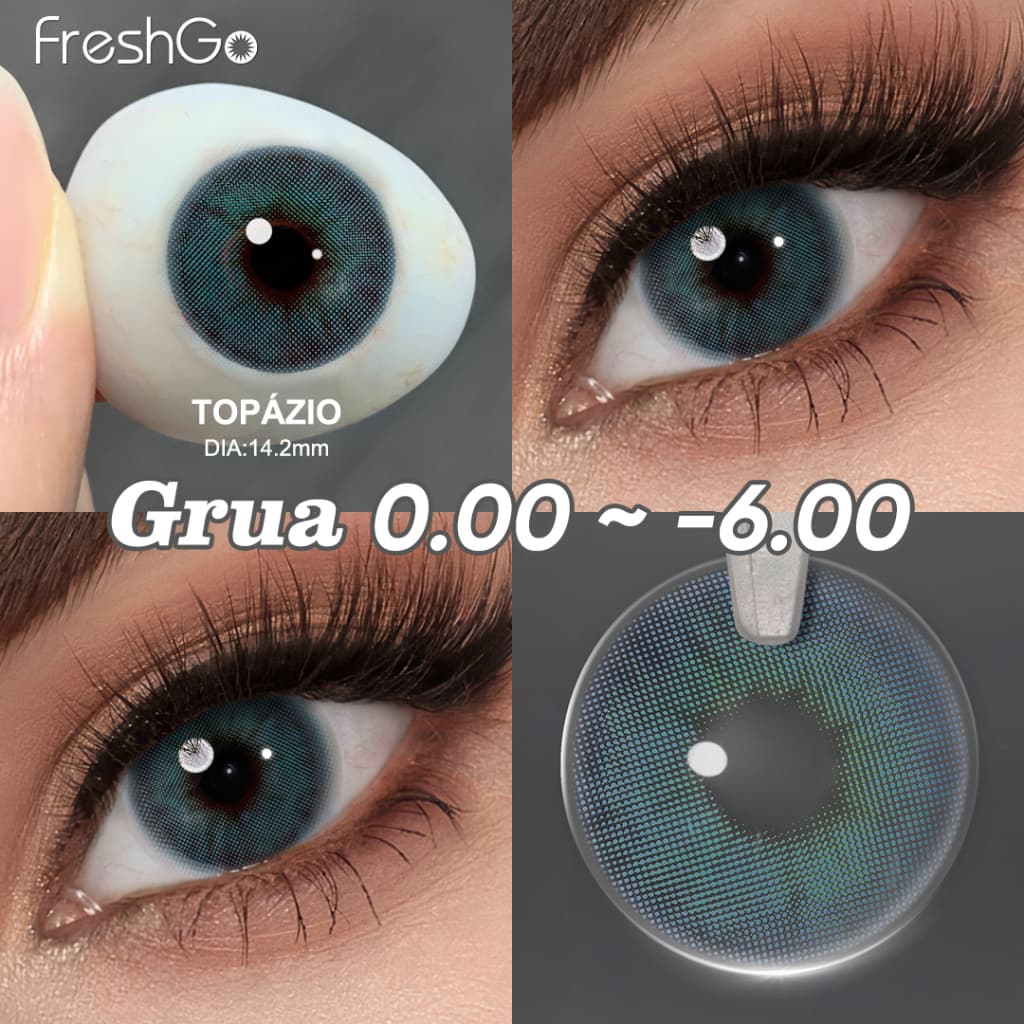 (0.00 ~-6.00) Lentes De Contato De Grau De Miopia Freshgo Coloridas 2 Peças Para Maquiagem Cosmética Olhos Azuis